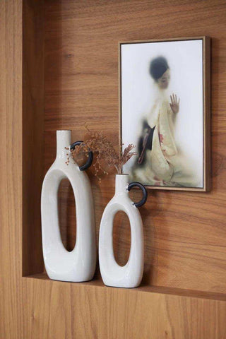 Vazen Halifax grijs 32cm - 2 stuks van House of Nature, van dichtbij met materiaal en afwerking zichtbaar