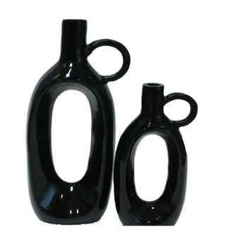 Vases Halifax black 32cm - set of 2 - Het Adres