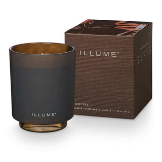 Geurkaars glas bruin Woodfire - 285gr van Illume, duidelijk als hoofdfoto afgebeeld