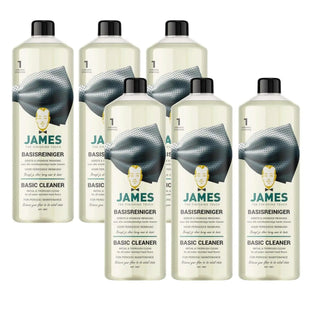 Basisreiniger voor vloeren 1l van James, met vorm en productdetails duidelijk zichtbaar
