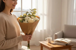 Rozenboeket ivoor 30cm