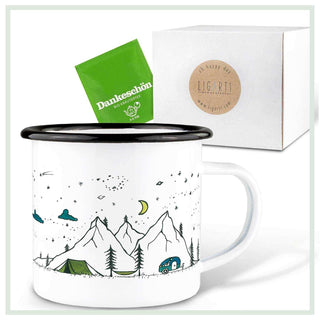 Ligarti campingmok met geschenkdoos en bedankkaart