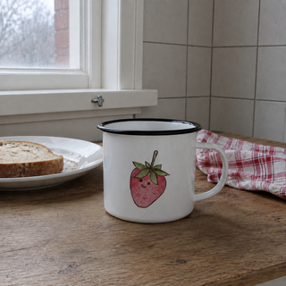 Emaille mok Aardbei – 300 ml — Ongedwongen ontbijt thuis.
