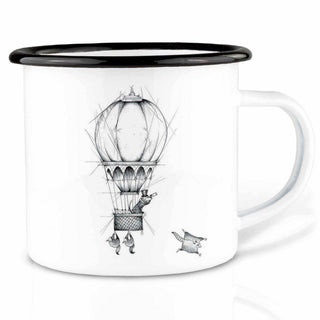 Handmade enamel mug Balloonists 300ml - Het Adres