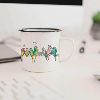 Taza esmaltada hecha a mano Bird parade 300ml - Het Adres