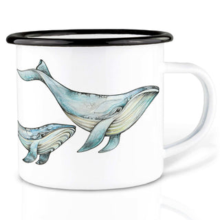 Handgemaakte emaille mok Blauwe walvis 300ml van Ligarti, duidelijk als hoofdfoto afgebeeld