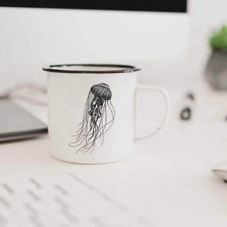 Handgefertigte Emaille-Tasse Tiefseequalle 300ml - Het Adres