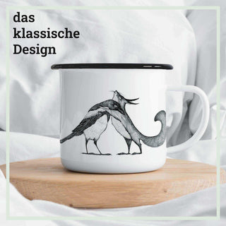 Handgefertigte Emaille-Tasse Eichhörnchen 300ml - Het Adres