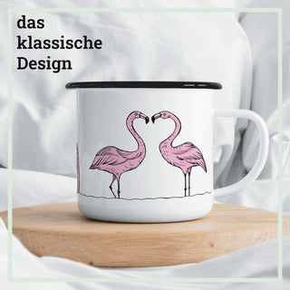 Handgefertigte Emaille-Tasse Flamingo 300ml - Het Adres