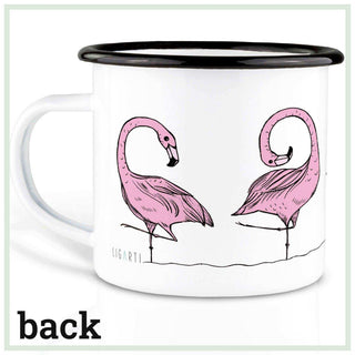 Handgefertigte Emaille-Tasse Flamingo 300ml - Het Adres