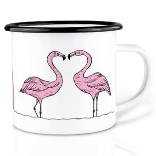 Handgemaakte emaille mok Flamingo 300ml van Ligarti, als vrijstaande productfoto