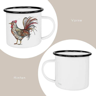 Handgemaakte emaille mok Hähnry 300ml van Ligarti, als onderdeel van de handgemaakte collectie