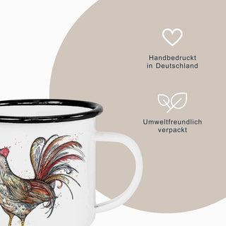 Handgemaakte emaille mok Hähnry 300ml van Ligarti, met extra aandacht voor ontwerp en afwerking