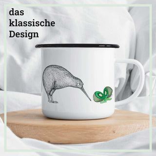 Handgefertigte Emaille-Tasse Kiwi's 300ml - Het Adres