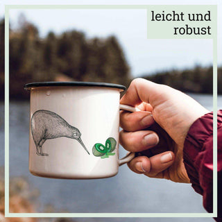 Handgefertigte Emaille-Tasse Kiwi's 300ml - Het Adres