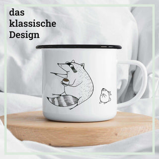 Handgefertigte Emaille-Tasse koffiemeisje 300ml – Het Adres