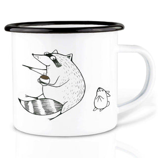 Handgemaakte emaille mok koffiemeisje 300ml van Ligarti, als vrijstaande productfoto