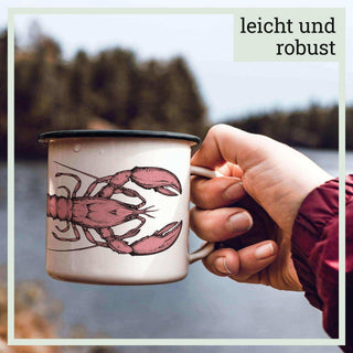 Handgefertigte Emaille-Tasse Hummer 300ml - Het Adres