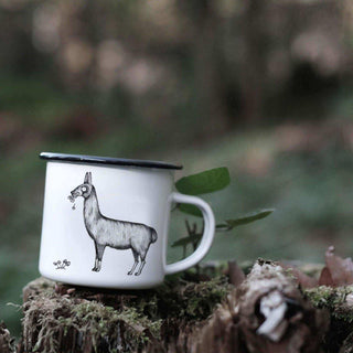 Handgefertigte Emaille-Tasse Lama 300ml - Het Adres