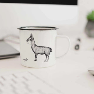 Handgefertigte Emaille-Tasse Lama 300ml - Het Adres