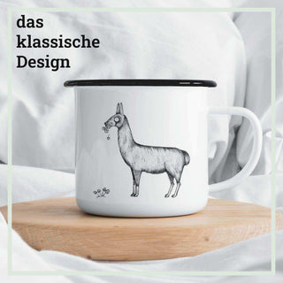 Handgefertigte Emaille-Tasse Lama 300ml - Het Adres