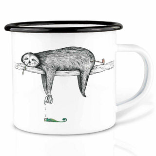 Handgefertigte Emaille-Tasse Faultier 300ml - Het Adres