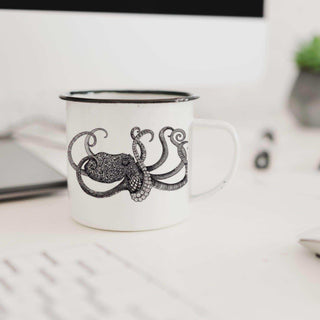 Handgefertigter Emaille-Becher Octopus 500ml - Het Adres
