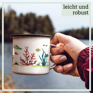 Mug en émail fait main monde sous-marin 300ml - Het Adres