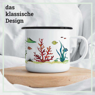 Mug en émail fait main monde sous-marin 300ml - Het Adres