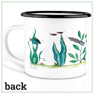 Mug en émail fait main monde sous-marin 300ml - Het Adres
