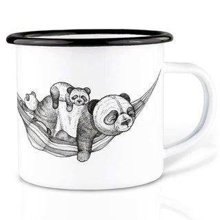 Handgemaakte emaille mok panda pauze 300ml van Ligarti, duidelijk als hoofdfoto afgebeeld