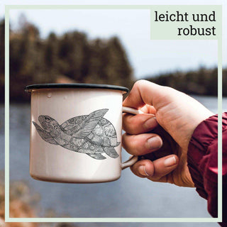 Handgefertigter Emaille-Becher Schildkröte 300ml - Het Adres