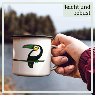 Handgefertigte Emaille-Tasse Tukan 300ml - Het Adres