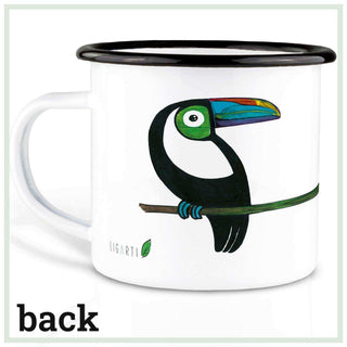 Handgefertigte Emaille-Tasse Tukan 300ml - Het Adres
