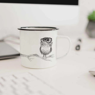 Mug émaillé fait main hibou 300ml - Het Adres