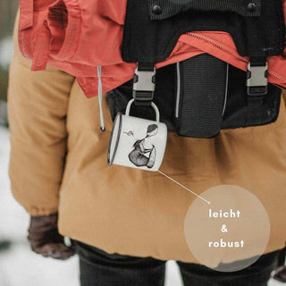 Handgefertigte Emaille-Tasse Fuchs und Igel 300ml - Het Adres