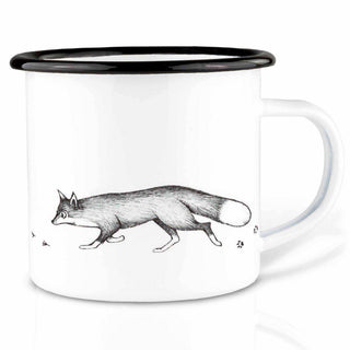 Handmade enamel mug fox & goose 300ml - Het Adres