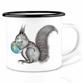 Handmade enamel mug world 300ml - Het Adres