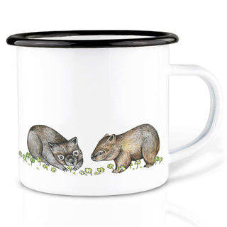 Handgemaakte emaille mok Wombats 300ml van Ligarti, duidelijk als hoofdfoto afgebeeld