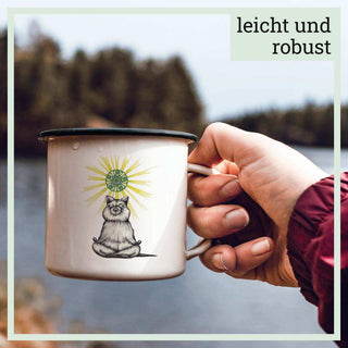 Handgefertigte Emaille-Tasse Yogabeer 300ml - Het Adres