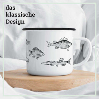 Handgefertigter Emaille-Becher Süßwasserfisch 300ml - Het Adres