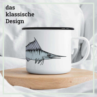 Handgefertigte Emaille-Tasse Schwertfisch 300ml - Het Adres