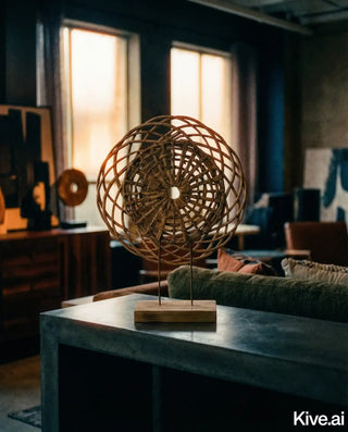 Deco object Caldera geweven naturel op standaard H60 cm, duidelijk en herkenbaar afgebeeld