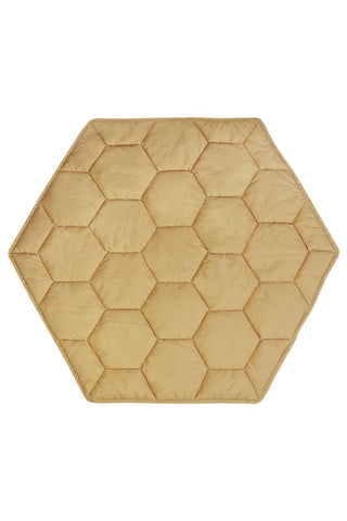 Zeshoekige Honey-speelmat met honingraatstiksels.