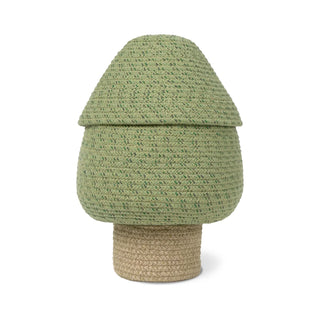 Grote groene boommand met naturel stam.