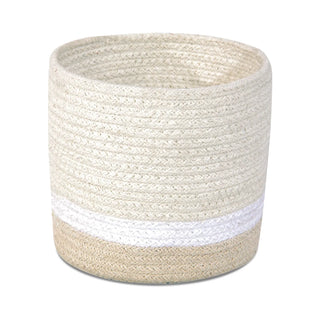 Kleine open mand met ivoor, wit en naturel banen.