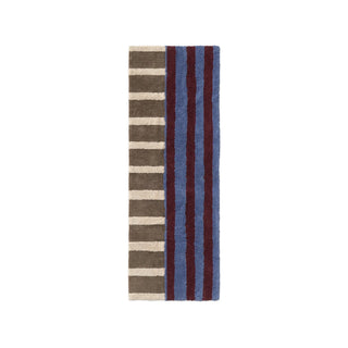 Color On-loper met blauwe, bordeauxrode en bruin-lichte stroken.