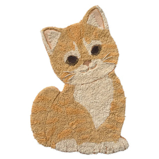 Ginger-vloerkleed in de vorm van een zittende kat.