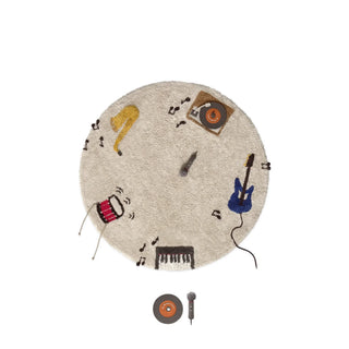 Rond Music-speelkleed met instrumentmotieven en losse ronde onderdelen.