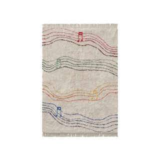 Color Notes-speelkleed met gekleurde notenbalken en losse muzieknoten op lichte achtergrond.